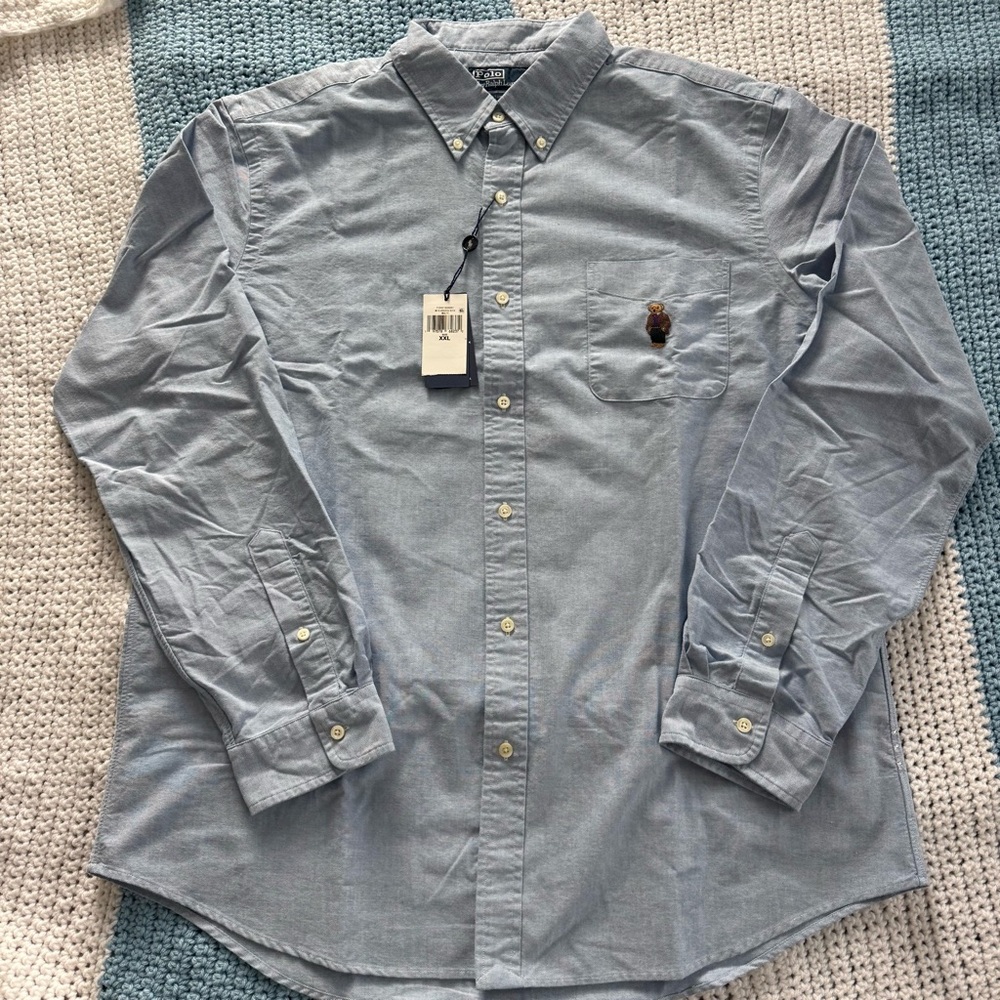 Ralph Lauren Light Blue Bear Casual Button-Down Shirt